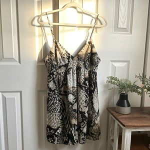 Snake Print Mini Babydoll Dress